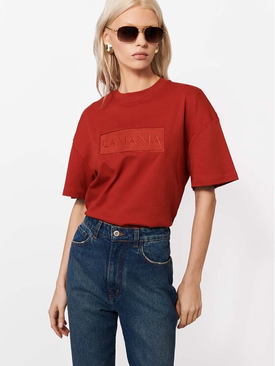 La Mania La Mania T-Shirt ALISA Tmavě červená Basic Fit