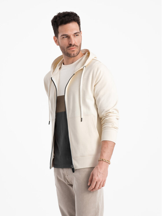 Ombre Ombre Mikina OM-SSBZ-0178 Écru Classic Fit