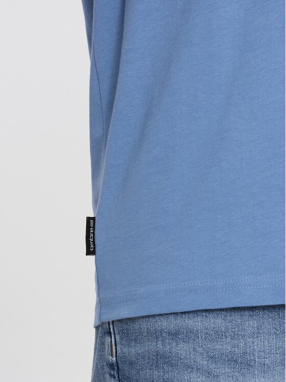 Ombre Ombre T-Shirt OM-TSBS-0145 Niebieski Regular Fit