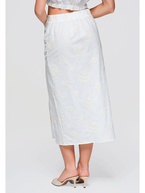 Ombre Ombre Spódnica midi OW-GL-E0019 Biały Slim Fit