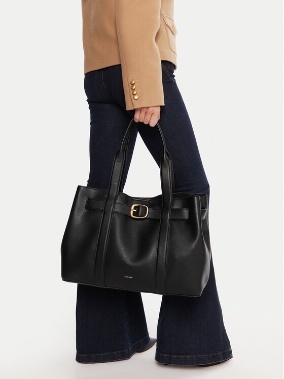 Calvin Klein Táska Buckle Medium Tote LV04F3294G Fekete