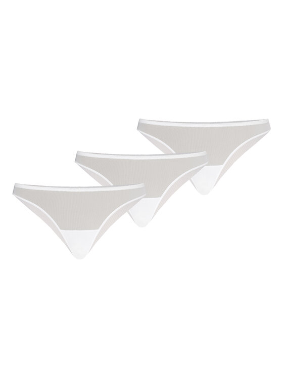 Figi brazylijskie, rozmiar XS, Białe, z siateczki Tati