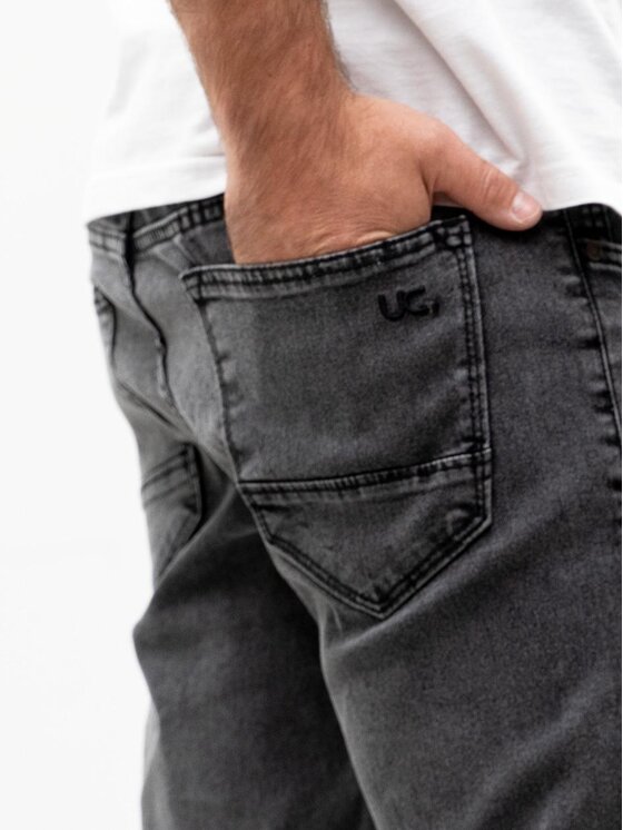 Urban City Urban City Jeansy Spodnie Jeansowe Męskie Ciemne Szare UrbanCity Pocket Logo 34 Szary Regular Fit