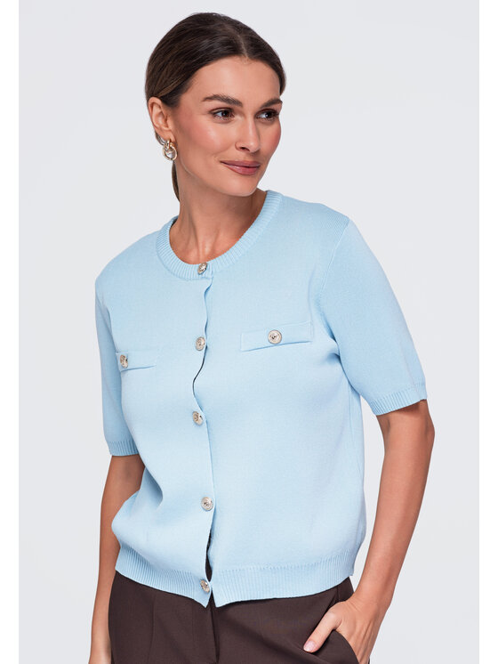 Ombre Ombre Bluzka OW-TS-E0084 Niebieski Regular Fit