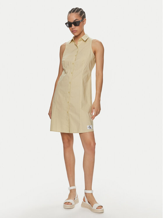Calvin Klein Jeans Calvin Klein Jeans Rochie tip cămașă J20J223057 Verde Regular Fit