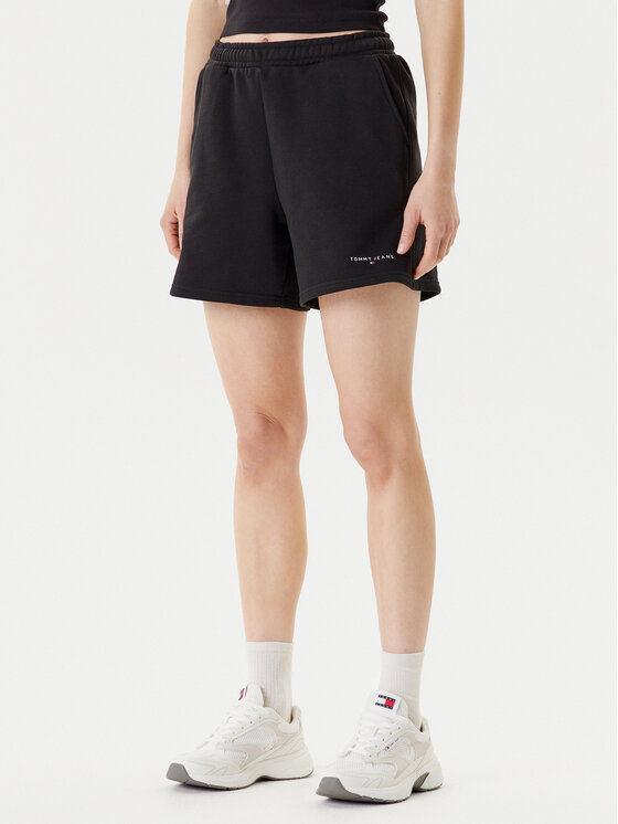 Tommy Jeans Damskie Szorty sportowe, rozmiar XS, Czarne, Linear DW0DW21152