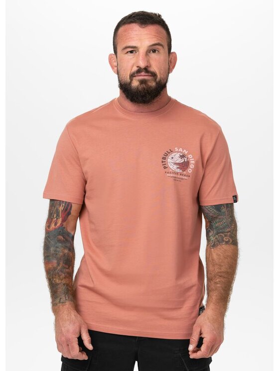 PITBULL PITBULL T-Shirt Koszulka męska PLANET SURF 3XL Pomarańczowy Regular Fit
