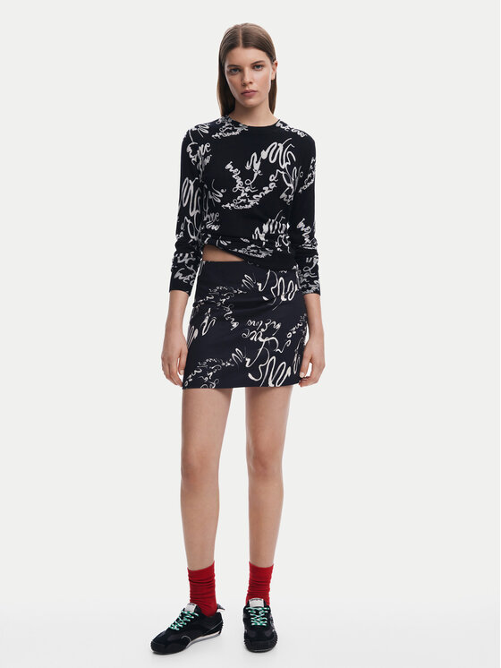Desigual Desigual Mini sukňa 25SWFW03 Čierna Regular Fit