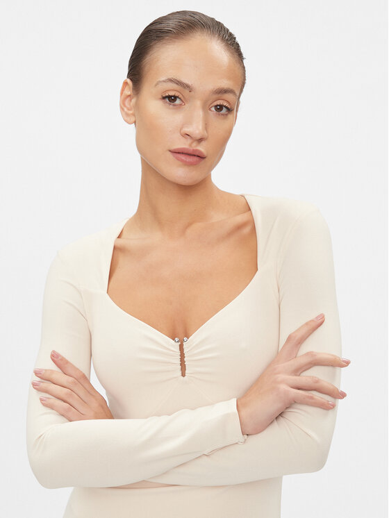 Guess Guess Φόρεμα καθημερινό Evelina W4RK53 KC2A2 Μπεζ Slim Fit