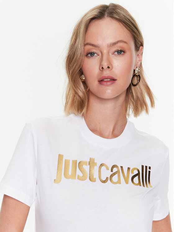 Just Cavalli Just Cavalli Marškinėliai 74PBHF00 Balta Regular Fit