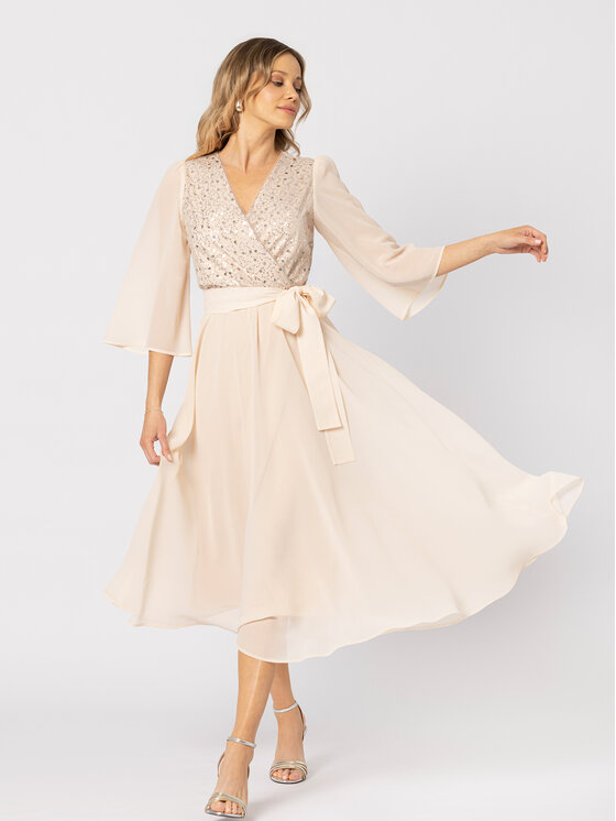 LIDIA KALITA LIDIA KALITA Sukienka koktajlowa Oscar Night Beżowy jasny Flare Fit