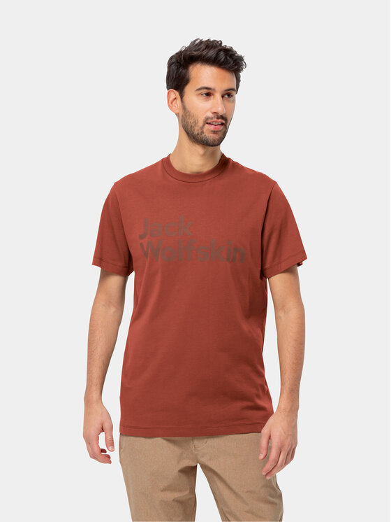 Jack Wolfskin T-krekls Essential Logo T 1809591 Sarkans Regular Fit