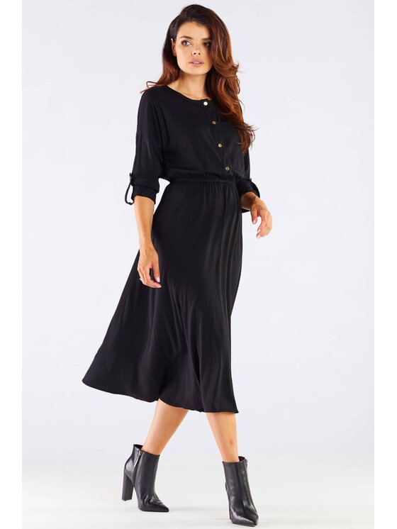 Awama Awama Sukienka letnia A452 Czarny Basic Fit