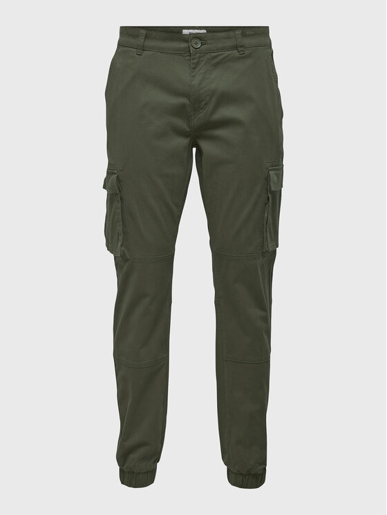 Only & Sons Only & Sons Kalhoty z materiálu 22016687 Zelená Tapered Fit