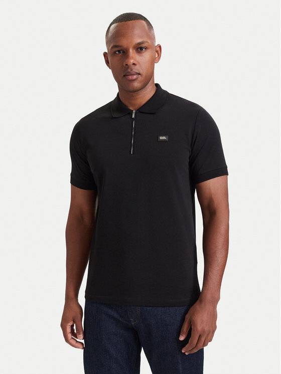 KARL LAGERFELD KARL LAGERFELD Тениска с яка и копчета 745015 564235 Черен Regular Fit