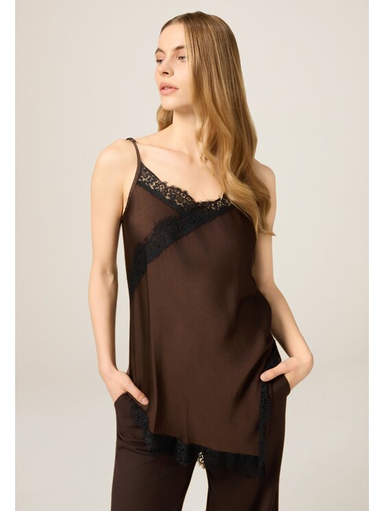 Oltre Oltre Blusa 2110R003208N032 Marrone Baggy Fit