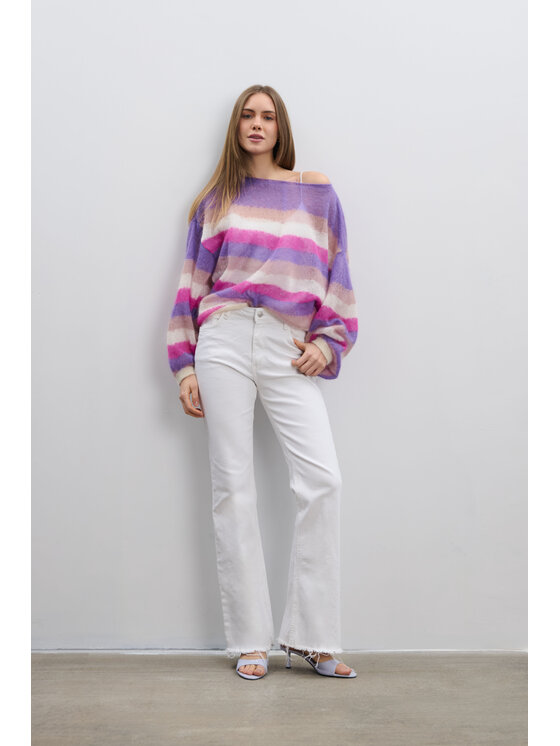 Fobya Fobya Sweter F2110 Fioletowy Basic Fit
