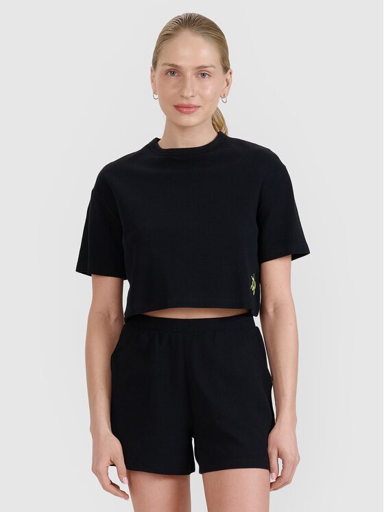 4F 4F T-Shirt 4FWSS25TTSHF1977-20S Czarny Regular Fit