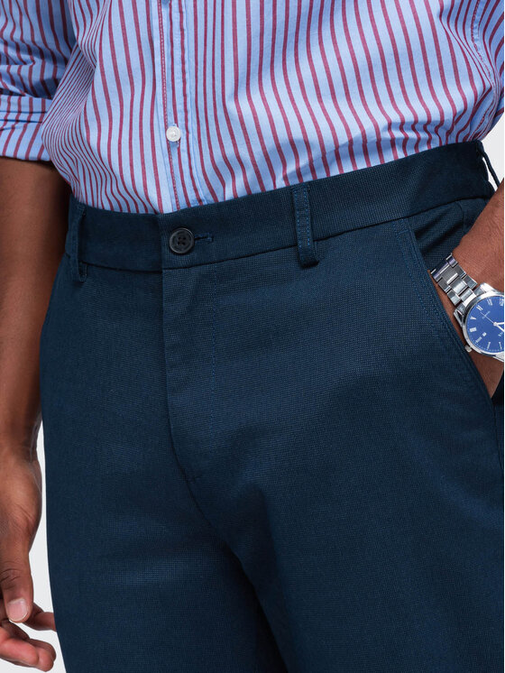 Ombre Ombre Chinosy OM-PACP-0308 Granatowy Slim Fit