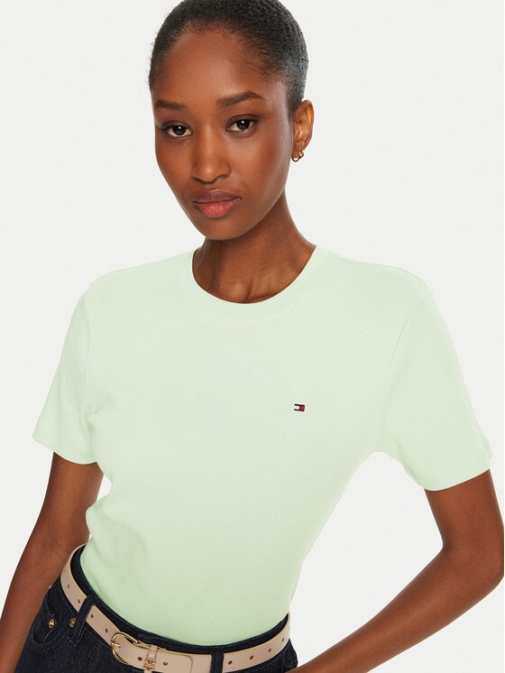 Tommy Hilfiger Tommy Hilfiger Majica WW0WW40587 Zelena Slim Fit