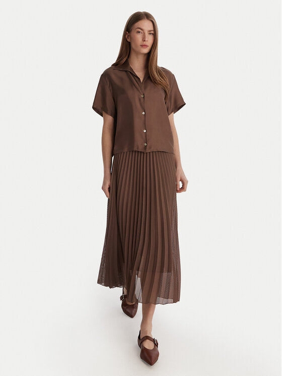 Marella Marella Plisirano krilo Gabbia 2613101085 Rjava Regular Fit