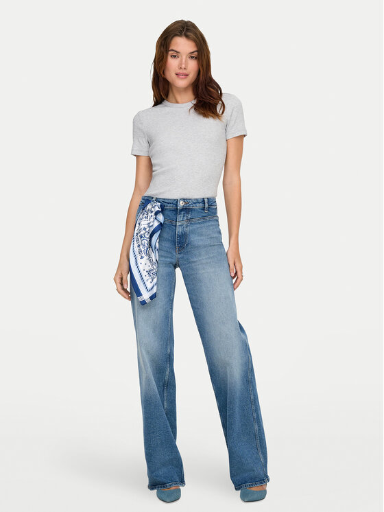 ONLY ONLY Футболка Val 15339774 Сірий Slim Fit