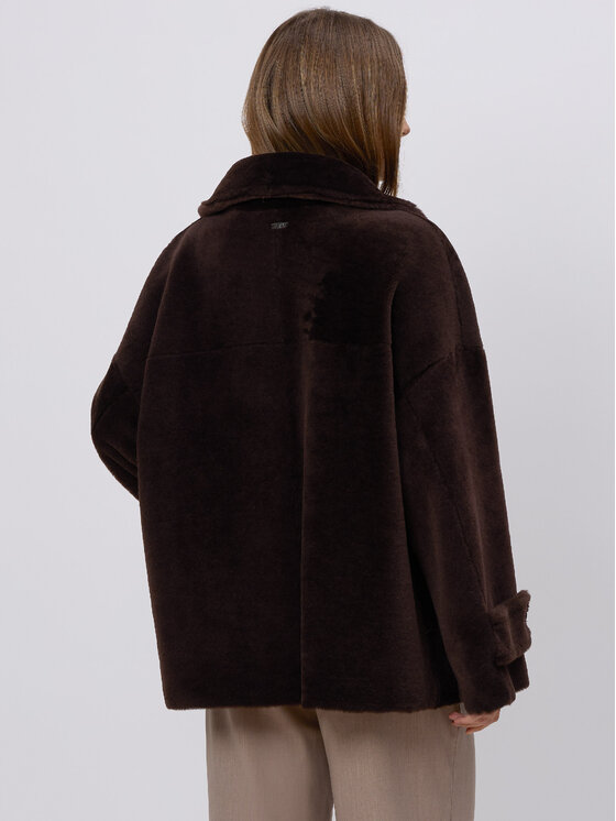 FAN LEATHER FAN LEATHER Kożuch naturalny Dwustronny Krótki Brązowy Loose Fit