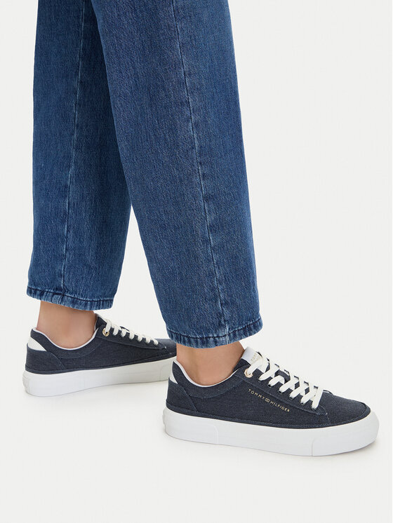 Tommy Hilfiger Гуменки Th Foxing Platform Washed Canvas FW0FW09172 Син