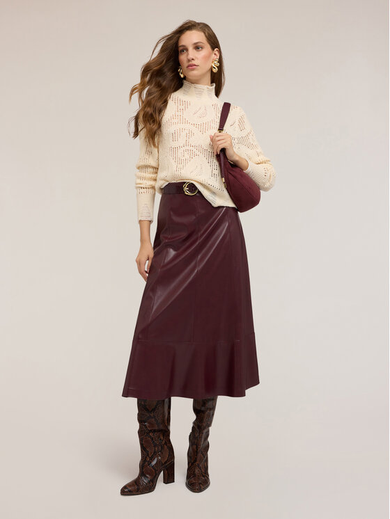 Motivi Motivi Gonna midi 1265Q101218N036 Bordeaux A-Line Fit