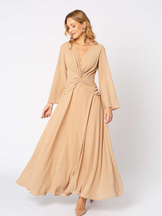 LIDIA KALITA LIDIA KALITA Sukienka koktajlowa Madalena Beżowy Flare Fit