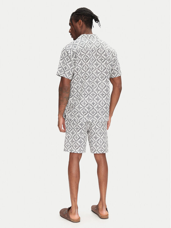 Jack & Jones Jack & Jones Súprava košeľa a športové šortky Seersucker 12284648 Sivá Relaxed Fit