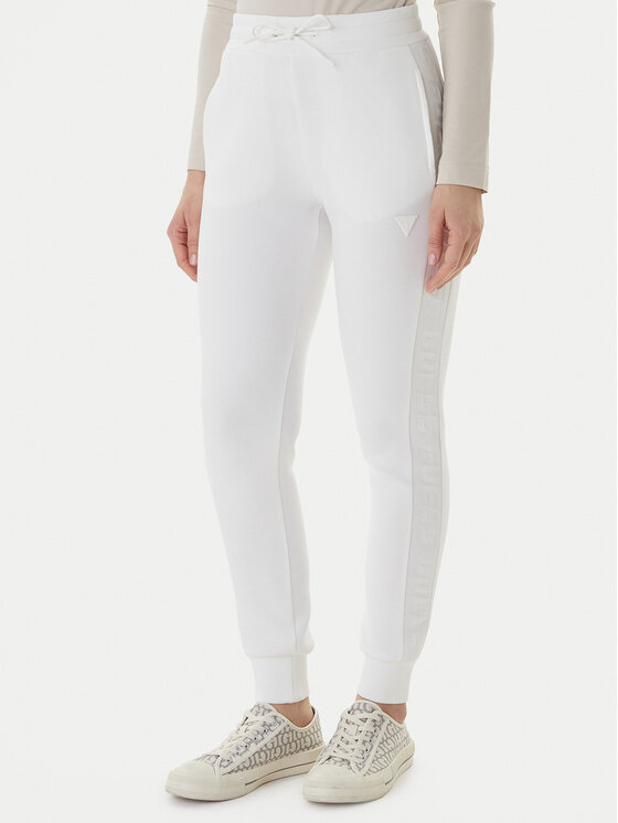 Guess Pantaloni trening V2YB18 K7UW2 Alb Regular Fit