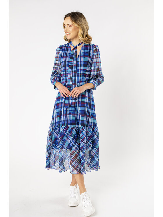QUIOSQUE QUIOSQUE Každodenné šaty CHECKWOW DRESS Modrá Regular Fit