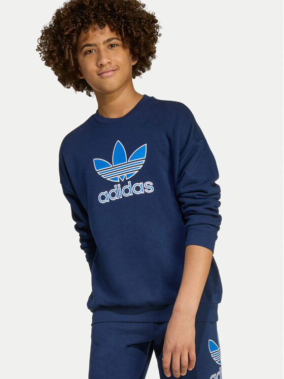 adidas adidas Majica dugih rukava Trefoil JV8572 Tamnoplava Loose Fit