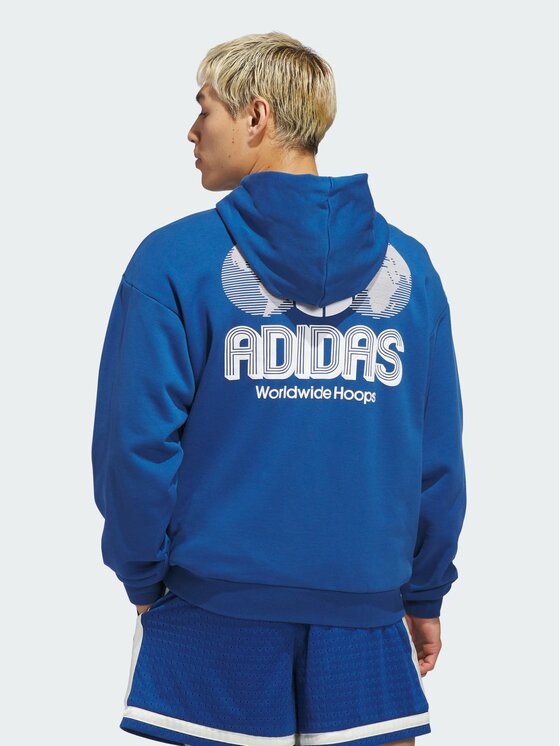 adidas adidas Bluza World Wide Hoops Niebieski jasny Loose Fit