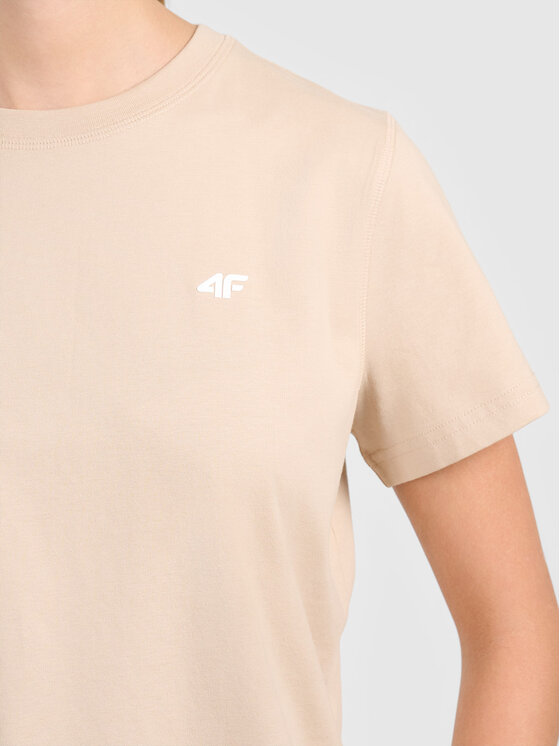 4F 4F T-Shirt 4FWAW26TTSHF3501-83S Beżowy Active Fit