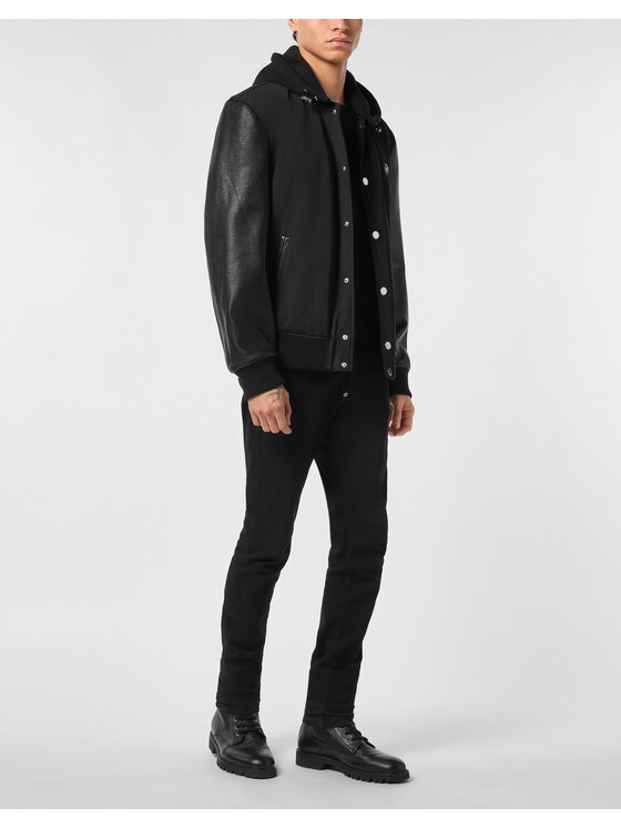 PHILIPP PLEIN PHILIPP PLEIN Kurtka skórzana 26983 Czarny Regular Fit