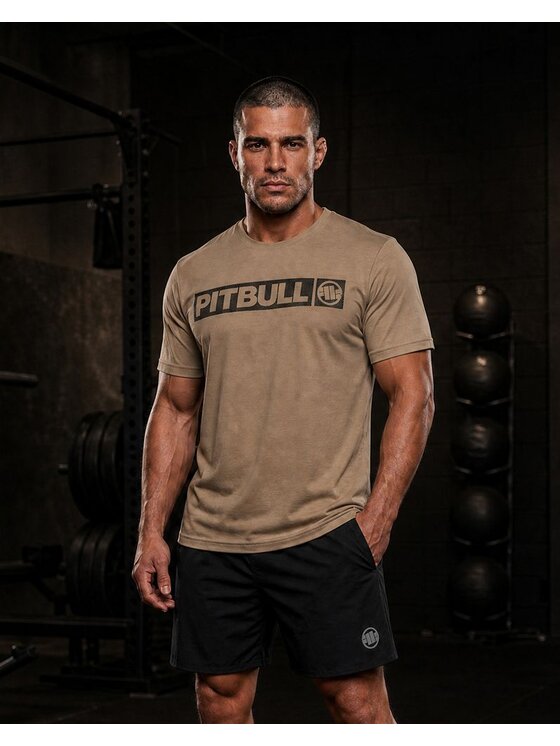 PITBULL PITBULL Koszulka techniczna Casual Sport HILLTOP Brązowy Regular Fit
