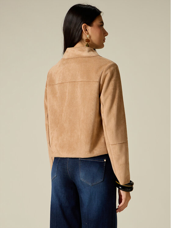 Oltre Oltre Giacca in similpelle R312R002536N012 Crema Boxy Fit