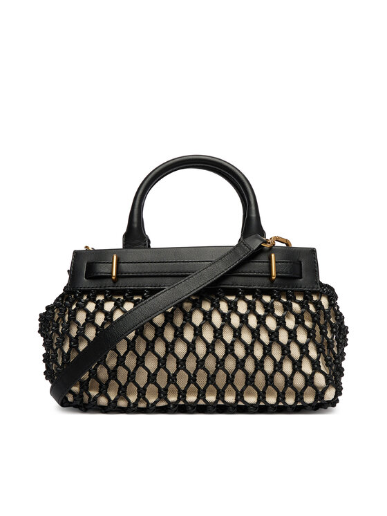 Tommy Hilfiger Tommy Hilfiger Ročna torba American Icon Mini Tote Macrame AW0AW18542 Črna