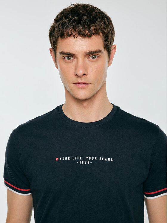 BIG STAR BIG STAR T-Shirt BORTOR Granatowy Basic Fit