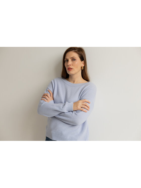 Entelier Entelier Sweter dekolt łódka Niebieski Relaxed Fit