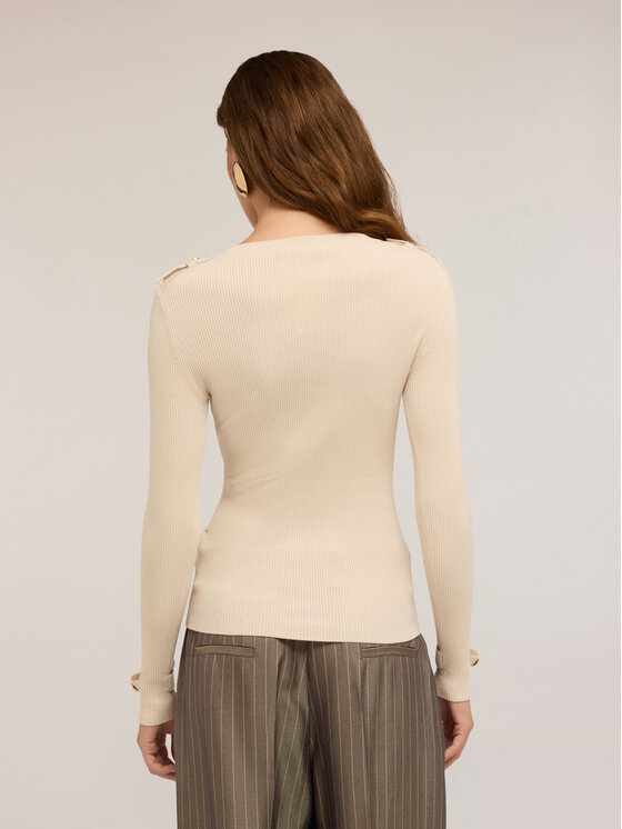 Motivi Motivi Cardigan M357W003440N011 Écru Slim Fit