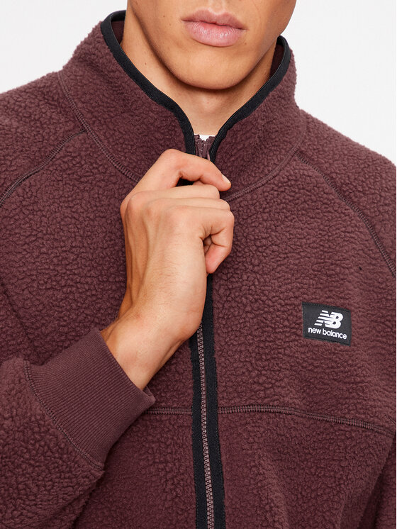 New Balance New Balance Felpa di pile Athletics Polar Fleece Full Zip MJ33503 Rosso scuro Regular Fit