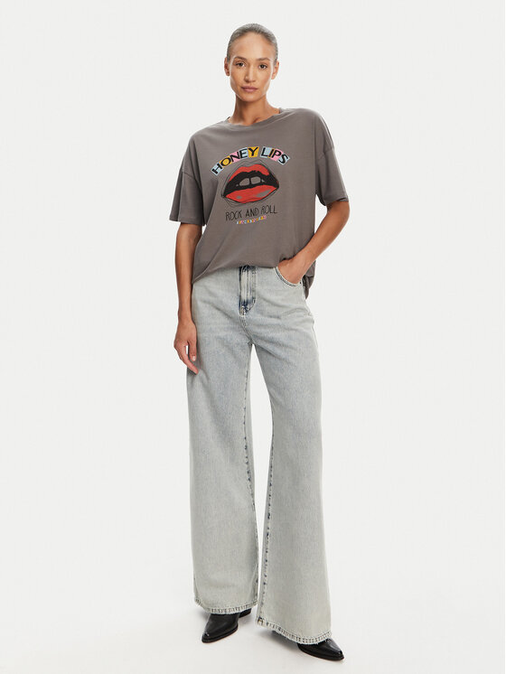 Noisy May Noisy May T-Shirt Ida 27034417 Szary Relaxed Fit