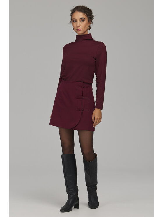NIFE NIFE Bluzka B235 Bordowy Slim Fit