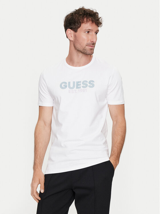 Guess Majica M4YI30 J1314 Bela Slim Fit