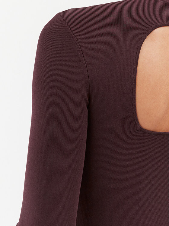 IVY OAK IVY OAK Sukienka dzianinowa Kornelia IO1123F3120 Bordowy Slim Fit