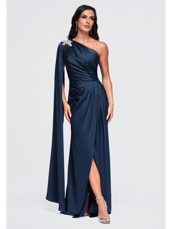 Ombre Ombre Večerní šaty LA-OM-DLR469 Tmavomodrá Slim Fit