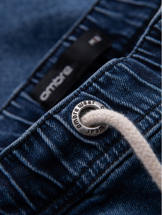 Ombre Ombre Szorty jeansowe OM-SRDS-0192 Granatowy Regular Fit